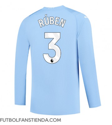 Manchester City Ruben Dias #3 Primera Equipación 2023-24 Manga Larga